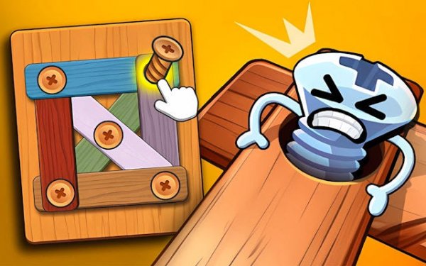 Wood Bolts & Nuts: Screw Pin Puzzle